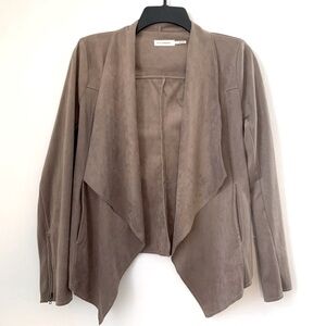 Blu Pepper Open Drape Moto Faux Suede Jacket